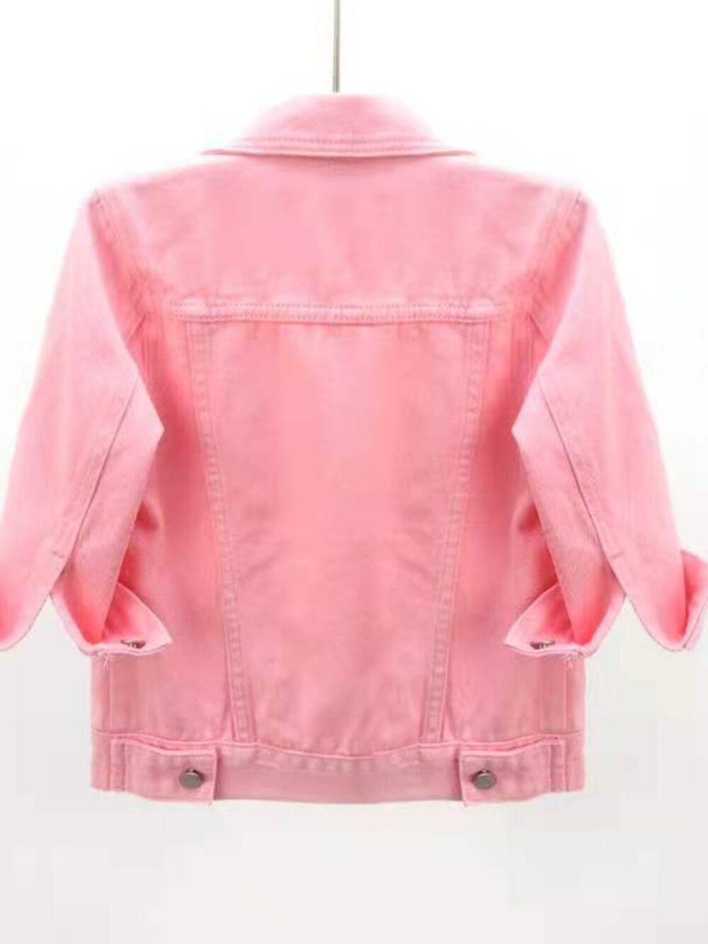 Pink Cropped Denim Jacket - Picture 4 of 8